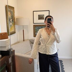 Vintage 90s Cream Wrap Top